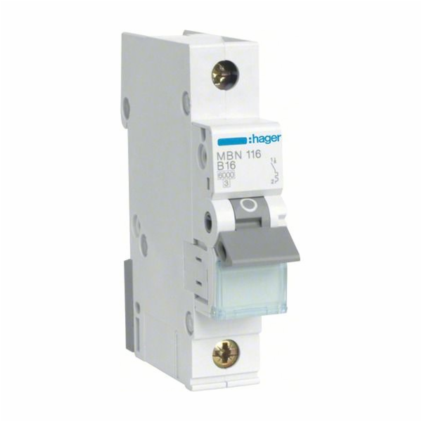 HAGER LS Switch 1P 16A-B 6KA 1LE / HAGER MBN116