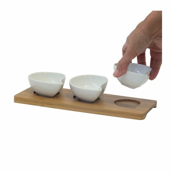 Servírovací misky PHILIPA 4ks porcelán/bambus KL-12260
