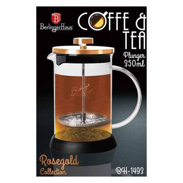 Konvička na čaj a kávu French Press 350 ml Rosegold colle...