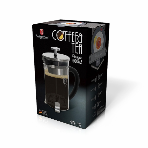 Konvička na čaj a kávu French Press 600 ml černá BH-1787