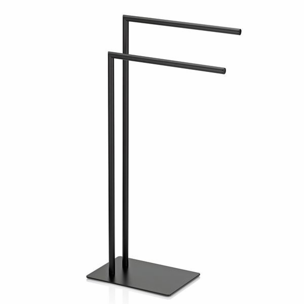 Kovový věšák na ručníky černý ve tvaru L 30x20x81cm KL-22495