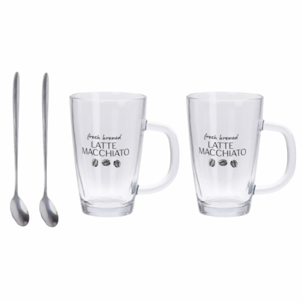 Sada latte macchiato 2xsklenice 300 ml+2 x lžička 19 cm