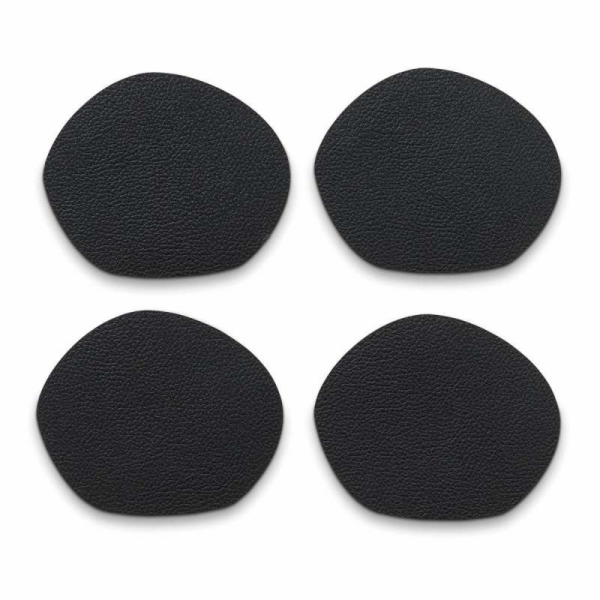 Podtácky Stone PU kůže černá 4 kusy 12x10cm KL-12655