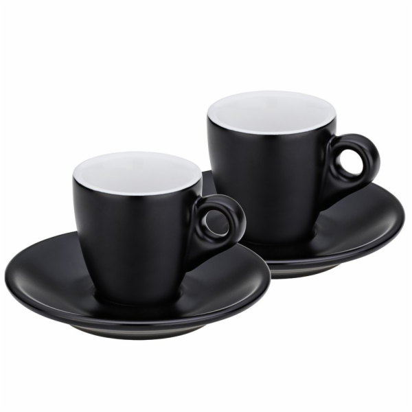Hrnek na espresso s podšálkem sada 4 ks MATTIA černá KL-1...