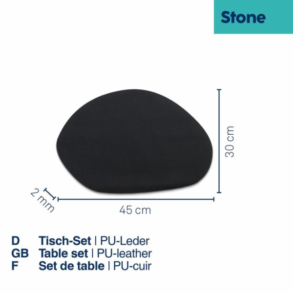 Podtácky Stone PU kůže šedohnědá 4 kusy 12x10cm KL-12656