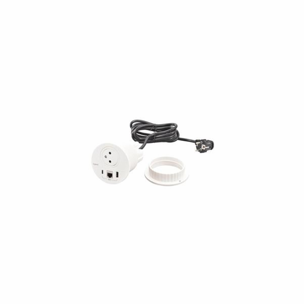 Legrand - Incara™ Disq 80 - Zapuštěná zásuvka 2P+T/USB A+...