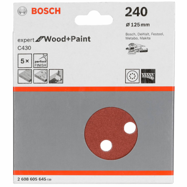 Bosch brusny list C 430 D125MM drevo zrnitost 240 5 ks