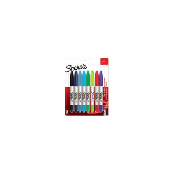 1x8 Sharpie Twin Tip Permanent- marker UF + F 8 colours
