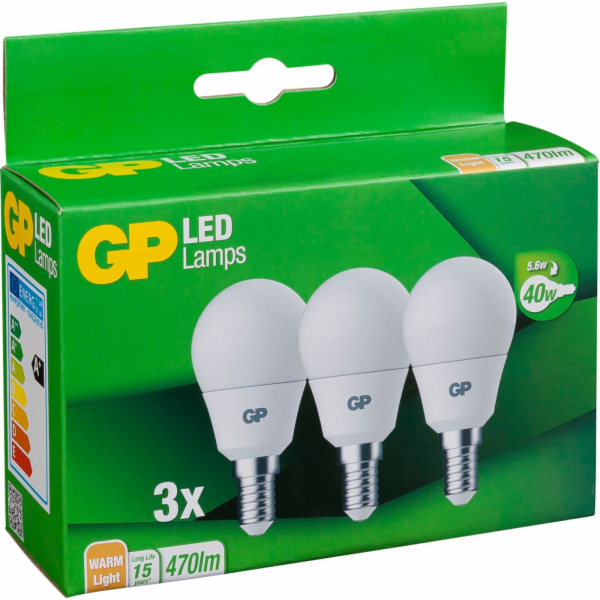 1x3 GP Lighting A45 Mini Globe E14, 5,6W (40W) 470lm GP 0...