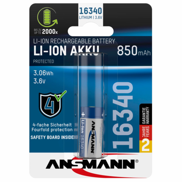 Ansmann 16340 Li-Ion aku 850mAh 3,6V standard.verze  1300...