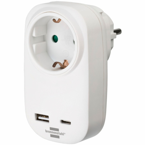 Brennenstuhl zásuvkový adaptér s USB nab. (1x USB A, 1x T...