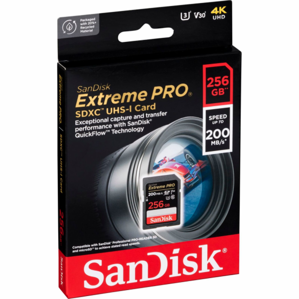 SanDisk extreme Pro SDXC 256GB UHS-I C10 U3 V30