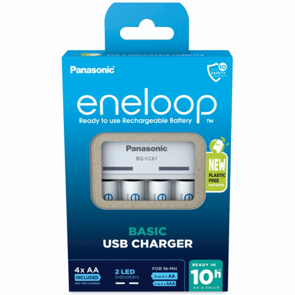 Panasonic Eneloop Basic Charger USB BQ-CC61 incl. 4xAA 22...