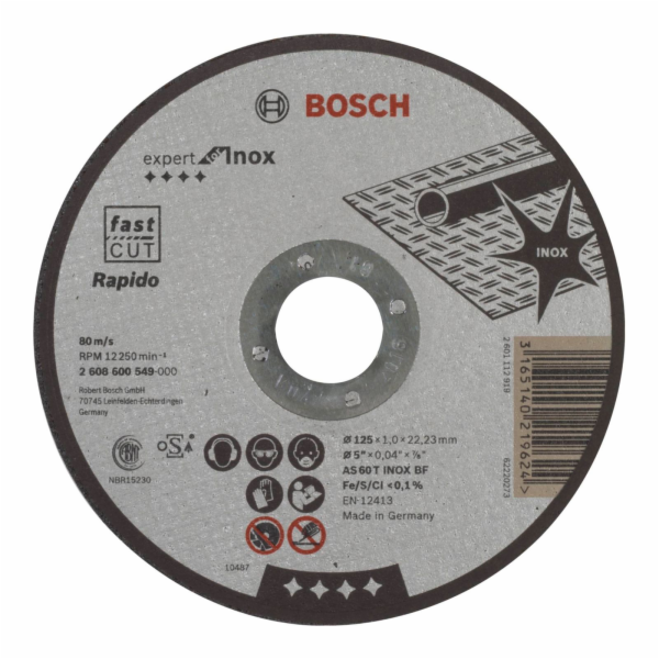 Řezací kotouč Bosch, 125 x 1 x 22,23 mm