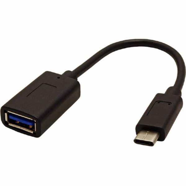 USB USB kabel (3.1), USB A F-USB C M, 0,15 m, kulatý, čer...