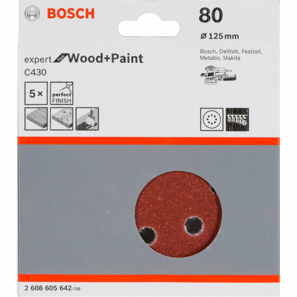 Bosch brusny list C 430 D125MM drevo zrnitost 80 5 ks