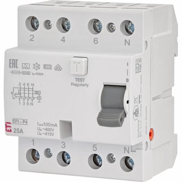 Eti-Polam RCD 4P 25A 0,1A EFI-P4 A 25/0,1 002061521