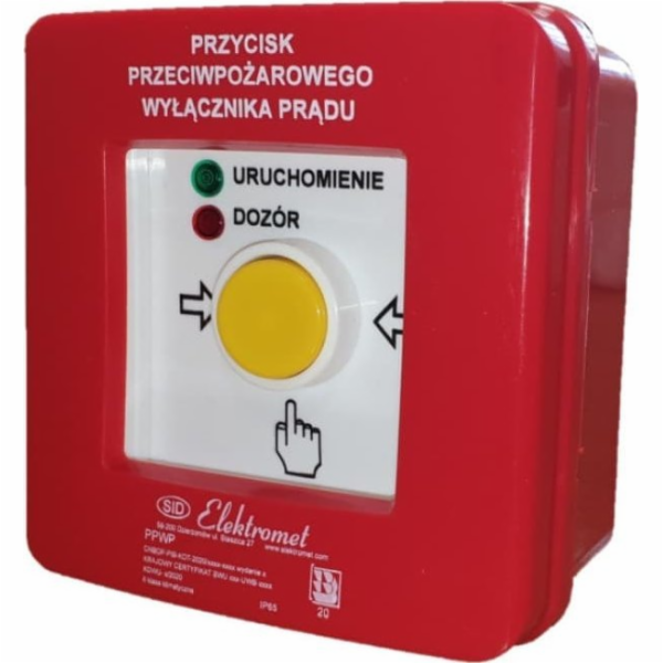 Tlačítko Elektromet Fire. n/t 2 proudové cesty 12A RZ tla...