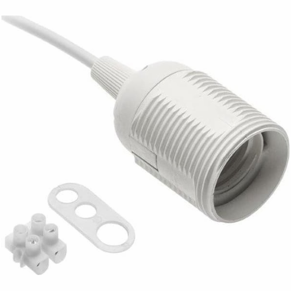 GTV E27 objímka s kabelem a konektorem 60W 2x0,75mm BÍLÁ ...