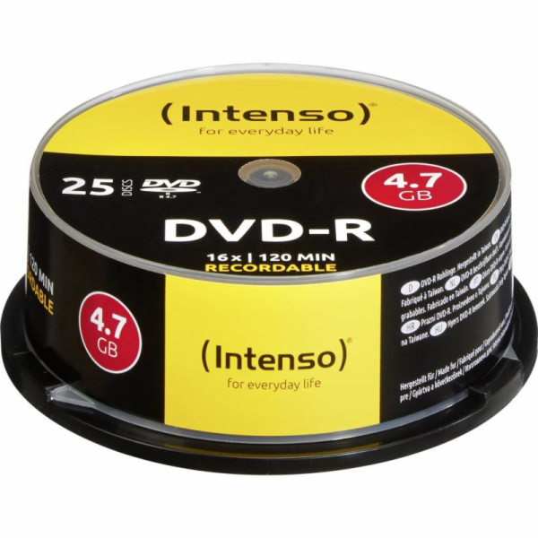 25ks Intenso DVD-R 4,7GB 16x Speed, Cakebox