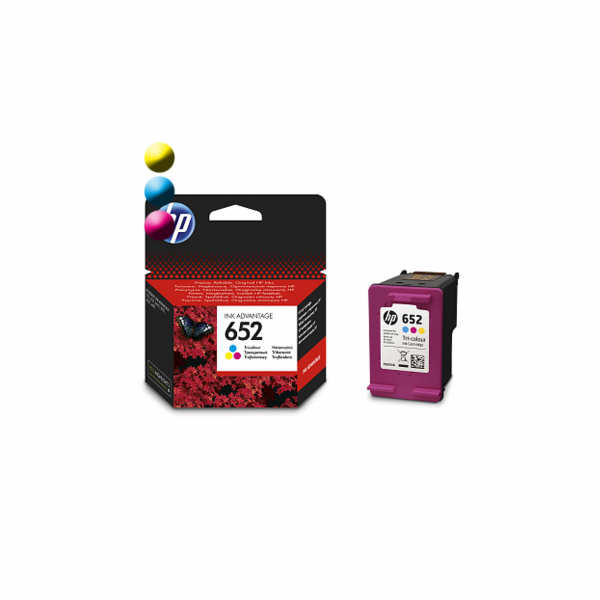 HP 652 originální inkoustová kazeta tříbarevná F6V24AE