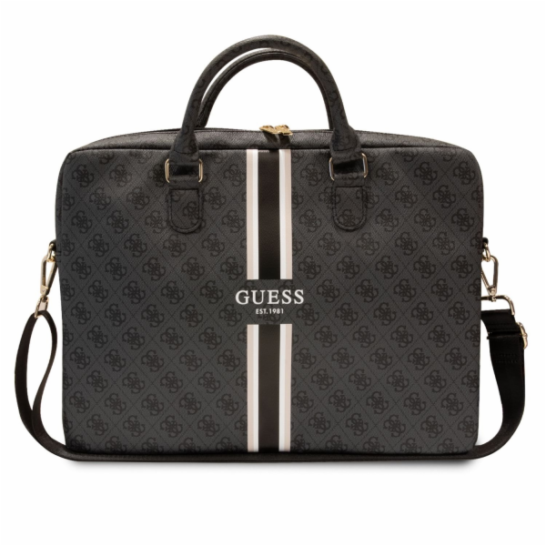 Guess PU 4G Printed Stripes Computer Bag 15/16" Black Gue...