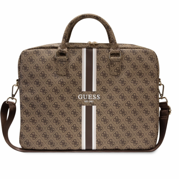 Guess PU 4G Printed Stripes Computer Bag 15/16" Brown Nové