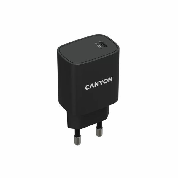 CANYON nabíječka do sítě H-20-02, 1x USB-C PD 20W, černá
