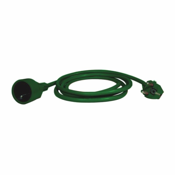 Prodlužovací kabel 5m / 1 zásuvka / zelený / PVC / 1mm2