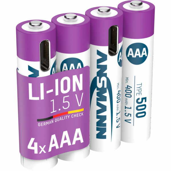 1x4 Ansmann Lithium Akku Micro AAA 400mAh + kabel 1311-0028