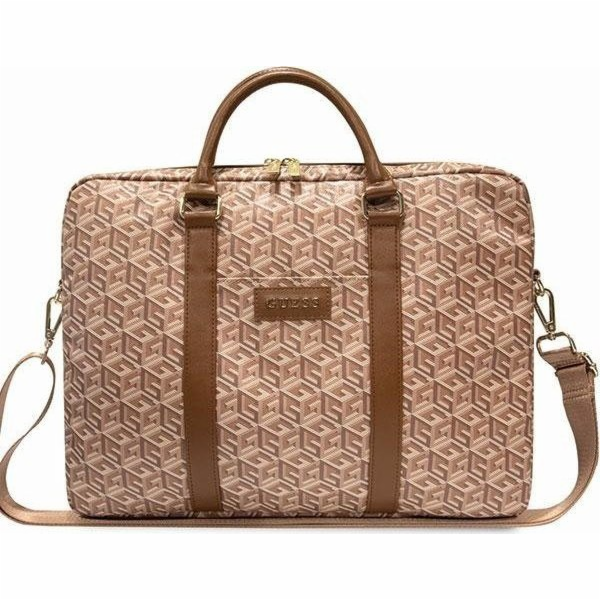 Guess Pouch 16" Brown GCube Stripes Výjimečně stylová a v...