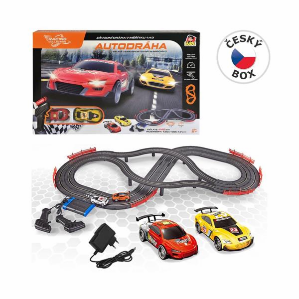 Hračka MaDe Autodráha, 2 auta, 2 ovladače, s EU adaptérem...