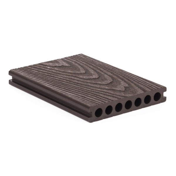 Terasové prkno G21 2,5 x 14,8 x 400 cm, Dark Wood s kulat...