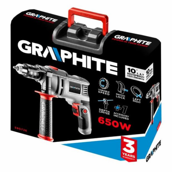 GRAPHITE 58G726, Příklepová vrtačka 650W