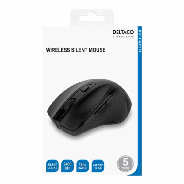 DELTACO MS-802, Bezdrátová myš, 1x AA, 800-2400DPI