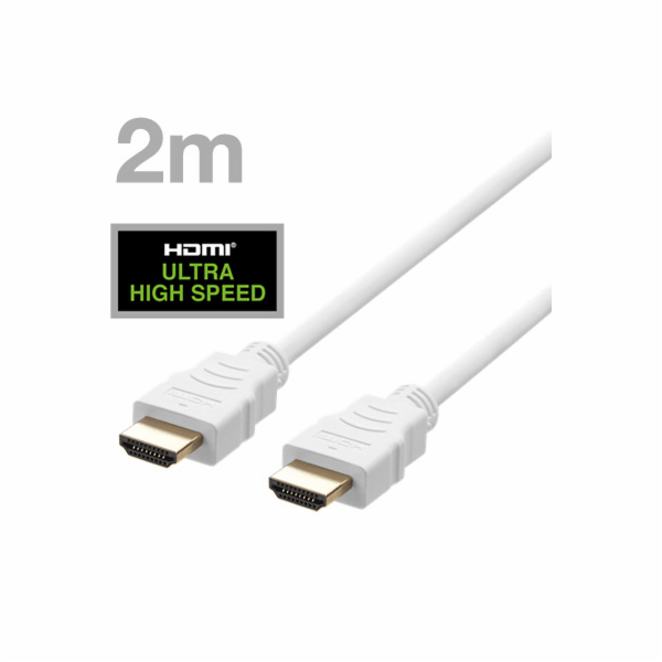 DELTACO Kabel HDMI 2.1 M/M 2m, 8K Ultra High, bílý