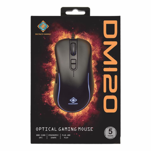 DELTACO GAM-104 GAMING DM120, Myš, USB, černá