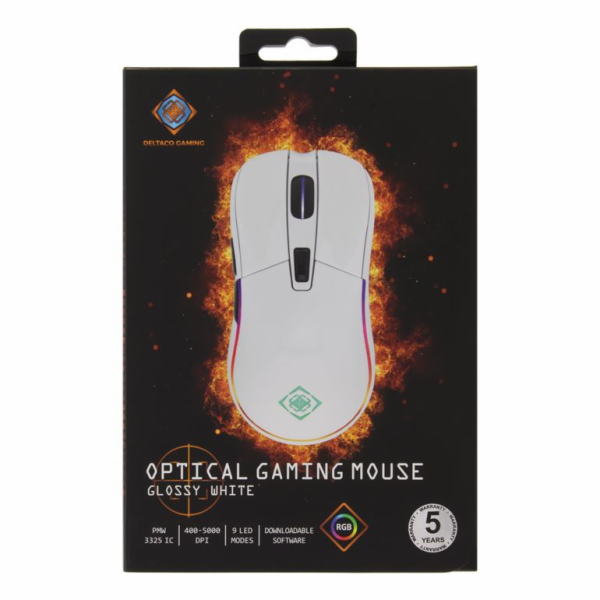 DELTACO GAM-085-W GAMING, Myš, USB, bílá