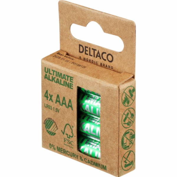 DELTACO ULTIMATE, Baterie alkalické AAA LR03 4ks