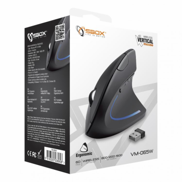 SBOX VM-065W, Ergonomická bezdrátová optická myš