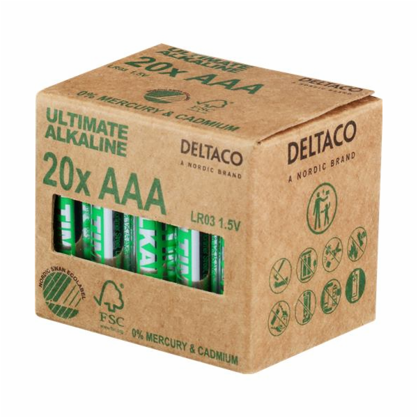 DELTACO ULTIMATE, Baterie alkalické AAA LR03 20ks