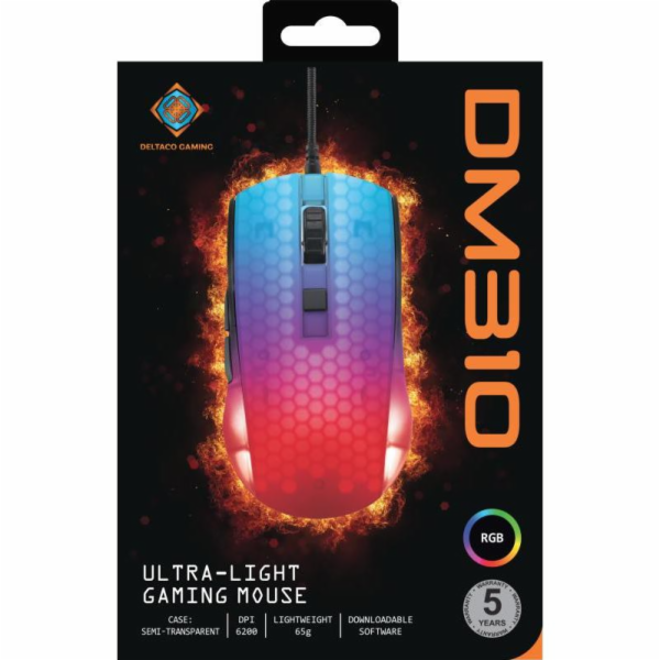 DELTACO GAMING DM310, Myš, USB, černá