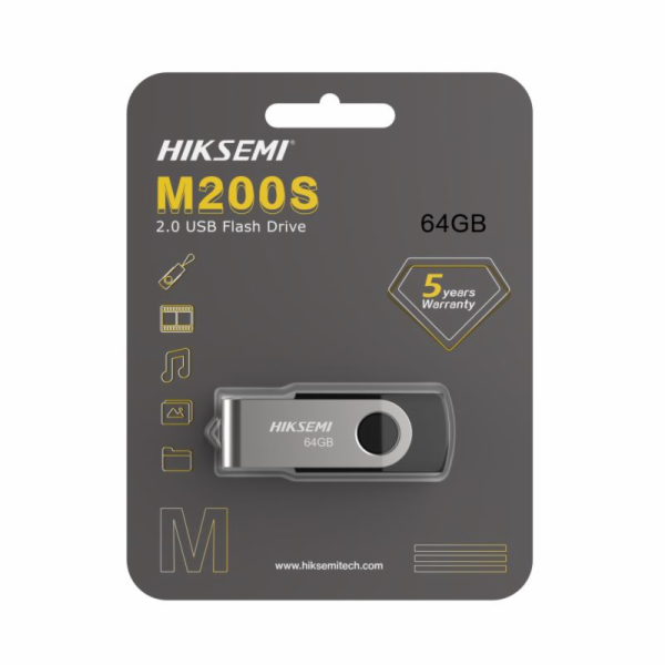 HIKSEMI HS-USB-M200S, USB Klíč, 64GB, str/čer