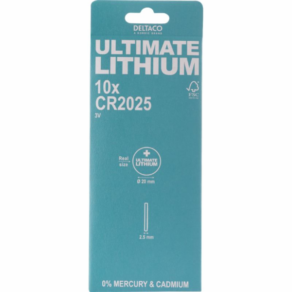 DELTACO Ultimate, Baterie LITHIUM CR2025, 10ks