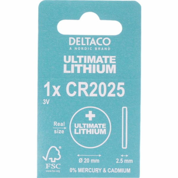 DELTACO Ultimate, Baterie LITHIUM CR2025, 1ks