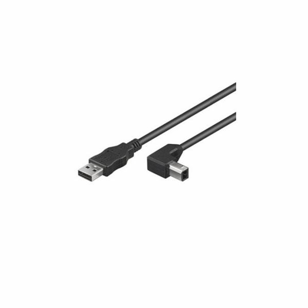KABEL USB 2.0 2m black 90° konektor ku2ab2-90