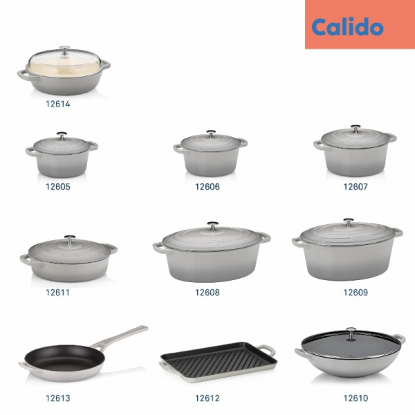 Pánev litinová CALIDO 28 cm šedá KL-12613