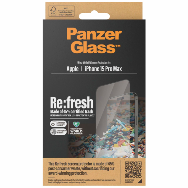 PanzerGlass Screen Protector RE:FRESH UWF iPhone 15 Pro M...