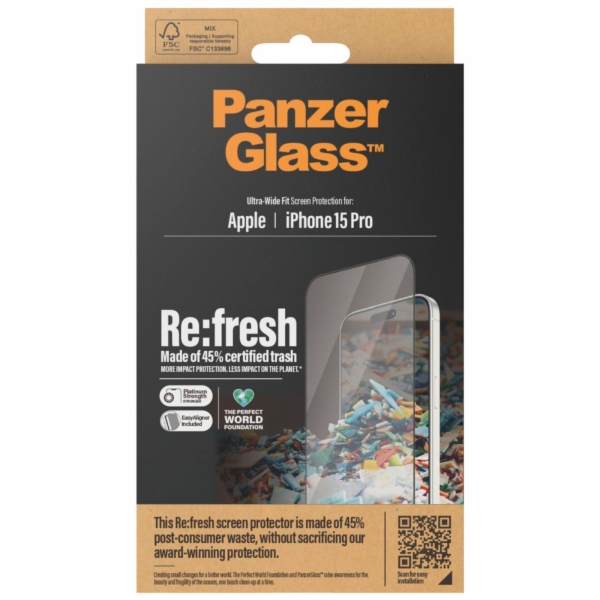 PanzerGlass Screen Protector RE:FRESH UWF iPhone 15 Pro