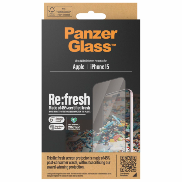 PanzerGlass Screen Protector RE:FRESH UWF iPhone 15